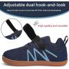 WateLves Wide Toddler Barefoot Shoes Little Kids Boys Girls Walking Tennis Sneakers with Breathable Mesh Zero Drop Sole Adjustable Strap(Dark Blue)