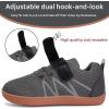 WateLves Wide Toddler Barefoot Shoes Little Kids Boys Girls Walking Tennis Sneakers with Breathable Mesh Zero Drop Sole Adjustable Strap(Dark Grey)