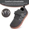 WateLves Wide Toddler Barefoot Shoes Little Kids Boys Girls Walking Tennis Sneakers with Breathable Mesh Zero Drop Sole Adjustable Strap(Dark Grey,24)