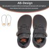 WateLves Wide Toddler Barefoot Shoes Little Kids Boys Girls Walking Tennis Sneakers with Breathable Mesh Zero Drop Sole Adjustable Strap(Dark Grey,24)