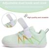 WateLves Wide Toddler Barefoot Shoes Little Kids Boys Girls Walking Tennis Sneakers with Breathable Mesh Zero Drop Sole Adjustable Strap(Milk Green)