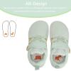 WateLves Wide Toddler Barefoot Shoes Little Kids Boys Girls Walking Tennis Sneakers with Breathable Mesh Zero Drop Sole Adjustable Strap(Milk Green)