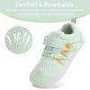 WateLves Wide Toddler Barefoot Shoes Little Kids Boys Girls Walking Tennis Sneakers with Breathable Mesh Zero Drop Sole Adjustable Strap(Milk Green)