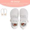 WateLves Wide Toddler Barefoot Shoes Little Kids Boys Girls Walking Tennis Sneakers with Breathable Mesh Zero Drop Sole Adjustable Strap(White)