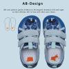 WateLves Wide Toddler Water Shoes Kids Barefoot Beach Swim Aqua Shoes Boys Girls Breathable Mesh Walking Hook and Loop Sneakers(Blue Shark)