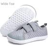 WateLves Wide Toddler Water Shoes Kids Barefoot Beach Swim Aqua Shoes Boys Girls Breathable Mesh Walking Hook and Loop Sneakers(Light Gray)