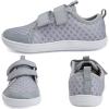 WateLves Wide Toddler Water Shoes Kids Barefoot Beach Swim Aqua Shoes Boys Girls Breathable Mesh Walking Hook and Loop Sneakers(Light Gray)