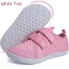 WateLves Wide Toddler Water Shoes Kids Barefoot Beach Swim Aqua Shoes Boys Girls Breathable Mesh Walking Hook and Loop Sneakers(Pink)