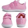 WateLves Wide Toddler Water Shoes Kids Barefoot Beach Swim Aqua Shoes Boys Girls Breathable Mesh Walking Hook and Loop Sneakers(Pink)