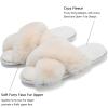 WateLves Women’s Cross Band Slide Slippers Soft Plush Furry House Shoes Non Slip Indoor Outdoor Slippers Cozy Open Toe Slip On(Milky White)