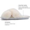 WateLves Women’s Cross Band Slide Slippers Soft Plush Furry House Shoes Non Slip Indoor Outdoor Slippers Cozy Open Toe Slip On(Milky White)