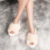 WateLves Women’s Cross Band Slide Slippers Soft Plush Furry House Shoes Non Slip Indoor Outdoor Slippers Cozy Open Toe Slip On(Milky White)