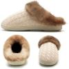 WateLves Women’s Slippers Comfort Memory Foam House Slippers Plush Lining Bedroom Shoes for Indoor & Outdoor(Beige/Brown)
