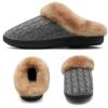 WateLves Women’s Slippers Comfort Memory Foam House Slippers Plush Lining Bedroom Shoes for Indoor & Outdoor(Gray/Brown)