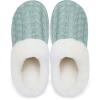 WateLves Women’s Slippers Comfort Memory Foam House Slippers Plush Lining Bedroom Shoes for Indoor & Outdoor(Green/White)