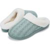 WateLves Women’s Slippers Comfort Memory Foam House Slippers Plush Lining Bedroom Shoes for Indoor & Outdoor(Green/White)