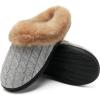 WateLves Women’s Slippers Comfort Memory Foam House Slippers Plush Lining Bedroom Shoes for Indoor & Outdoor(Light Gray/Brown)