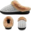 WateLves Women’s Slippers Comfort Memory Foam House Slippers Plush Lining Bedroom Shoes for Indoor & Outdoor(Light Gray/Brown)