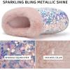WateLves Women’s Slippers Comfort Memory Foam House Slippers Plush Lining Bedroom Shoes for Indoor & Outdoor(Sequins Pink)