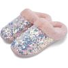 WateLves Women’s Slippers Comfort Memory Foam House Slippers Plush Lining Bedroom Shoes for Indoor & Outdoor(Sequins Pink)