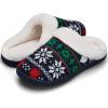 WateLves Women’s Slippers Comfort Memory Foam House Slippers Plush Lining Bedroom Shoes for Indoor & Outdoor(Snowflakes Navy)