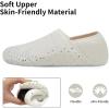 WateLves Womens & Mens Lightweight Cozy Faux Furry House Slippers – Rubber Sole Slip On Sock Shoes – Foldable Travel Slippers – Indoor & Outdoor(Diamond/White)