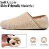 WateLves Womens & Mens Lightweight Cozy Faux Furry House Slippers – Rubber Sole Slip On Sock Shoes – Foldable Travel Slippers – Indoor & Outdoor(Diamond/Beige)