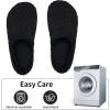 WateLves Womens & Mens Lightweight Cozy Faux Furry House Slippers – Rubber Sole Slip On Sock Shoes – Foldable Travel Slippers – Indoor & Outdoor(Fluff/Black)