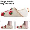 WateLves Womens & Mens Lightweight Cozy Faux Furry House Slippers – Rubber Sole Slip On Sock Shoes – Foldable Travel Slippers – Indoor & Outdoor(Red/White)