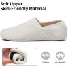 WateLves Womens & Mens Lightweight Cozy Faux Furry House Slippers – Rubber Sole Slip On Sock Shoes – Foldable Travel Slippers – Indoor & Outdoor(Stripe/White)