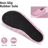 WateLves Womens & Mens Lightweight Cozy Faux Furry House Slippers – Rubber Sole Slip On Sock Shoes – Foldable Travel Slippers – Indoor & Outdoor(Stripe/Pink)