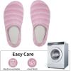 WateLves Womens & Mens Lightweight Cozy Faux Furry House Slippers – Rubber Sole Slip On Sock Shoes – Foldable Travel Slippers – Indoor & Outdoor(Stripe/Pink)