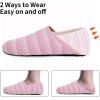 WateLves Womens & Mens Lightweight Cozy Faux Furry House Slippers – Rubber Sole Slip On Sock Shoes – Foldable Travel Slippers – Indoor & Outdoor(Stripe/Pink)