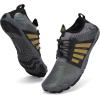 Water Shoes for Men Barefoot Quick-Dry Aqua Sock Outdoor Athletic Sport Shoes for Kayaking, Boating, Hiking, Surfing, Walking(N-black/Brown)