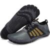 Water Shoes for Men Barefoot Quick-Dry Aqua Sock Outdoor Athletic Sport Shoes for Kayaking, Boating, Hiking, Surfing, Walking(N-black/Brown)
