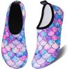 Water Shoes for Womens and Mens Summer Barefoot Shoes Quick Dry Aqua Socks for Beach Swim Yoga Exercise (Fishscale-Pink Purple, 44/45)