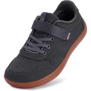 WHITIN Little/Big Kids Minimalist Barefoot Shoes + Zero Drop + Wide Sneaker for Boys/Girls(W8k7 | Dark Grey)