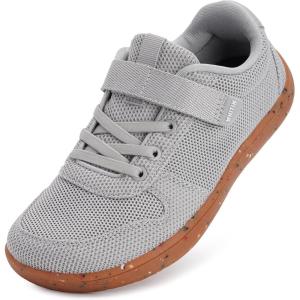 WHITIN Little/Big Kids Minimalist Barefoot Shoes + Zero Drop + Wide Sneaker for Boys/Girls(W8k7 | Light Grey)