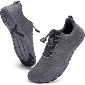 WateLves Barefoot Water Shoes Women Men Anti Slip Wide Toe Breathable Walking Shoes Minimalist Zero Drop Sneakers for Beach Travel Hiking(A-dark Grey)