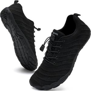 WateLves Barefoot Water Shoes Women Men Anti Slip Wide Toe Breathable Walking Shoes Minimalist Zero Drop Sneakers for Beach Travel Hiking(B-black)