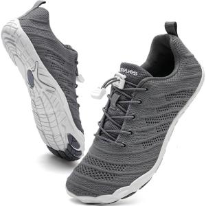 WateLves Barefoot Water Shoes Women Men Anti Slip Wide Toe Breathable Walking Shoes Minimalist Zero Drop Sneakers for Beach Travel Hiking(B-grey)
