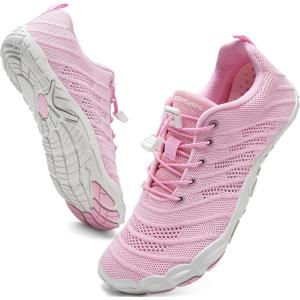 WateLves Barefoot Water Shoes Women Men Anti Slip Wide Toe Breathable Walking Shoes Minimalist Zero Drop Sneakers for Beach Travel Hiking(B-pink)