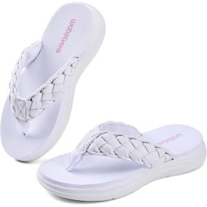 WateLves Girls Flip Flops Non-Slip Casual Thong Sandals Summer Sandal Shoes for Beach Swim Pool (Little Kid/Big Kid)(Solid White)