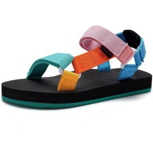 WateLves Kids Sandals Boys Girls Lightweight Non-slip Athletic Sandals with Adjustable Webbing for Hiking Walking Beach Water Sports(Colorful)