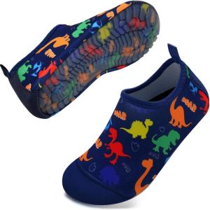 WateLves Kids Water Shoes Toddler Girls Boys Barefoot Non-Slip Quick Dry Aqua Socks for Beach Swim Walking(Dinosaur/Navy)