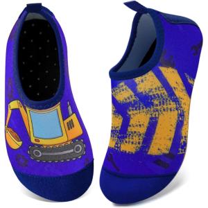 WateLves Kids Water Shoes Toddler Girls Boys Barefoot Non-Slip Quick Dry Aqua Socks for Beach Swim Walking(Excavator)