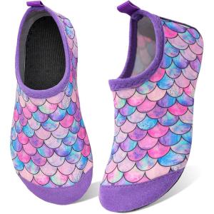 WateLves Kids Water Shoes Toddler Girls Boys Barefoot Non-Slip Quick Dry Aqua Socks for Beach Swim Walking(Fish Scale Purple)