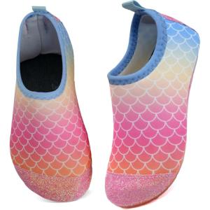 WateLves Kids Water Shoes Toddler Girls Boys Barefoot Non-Slip Quick Dry Aqua Socks for Beach Swim Walking(Fishscale Orange)