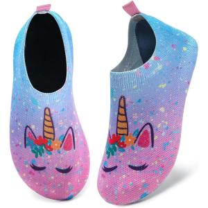 WateLves Kids Water Shoes Toddler Girls Boys Barefoot Non-Slip Quick Dry Aqua Socks for Beach Swim Walking(Unicorn/Pink Blue)