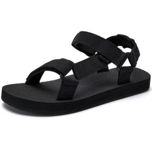 WateLves Men’s Sandals Hiking-Sport-Sandals with Adjustable Webbing Lightweight Water-Athletic-Beach-Sandals for Walking-Fishing-Travel-Trekking-Camping(Black)